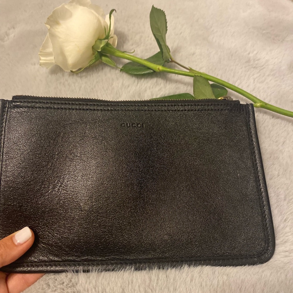 Black leather Gucci Zip Pouch